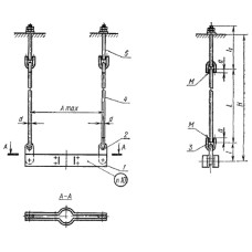 Подвески для вертикальных трубопроводов ЛМВ-530 ГОСТ 16127-70